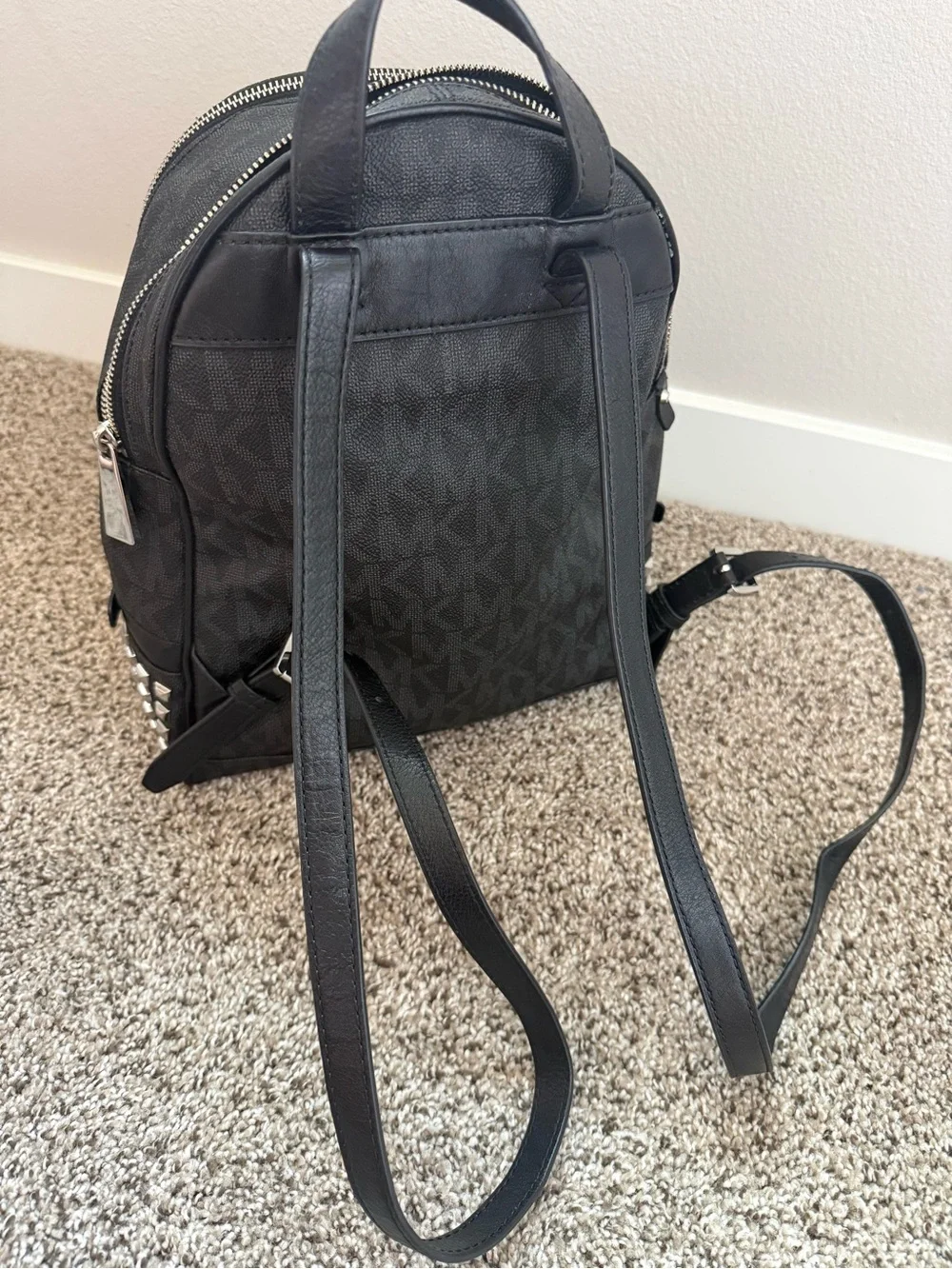 Michael Kors Black Studded Logo Backpack